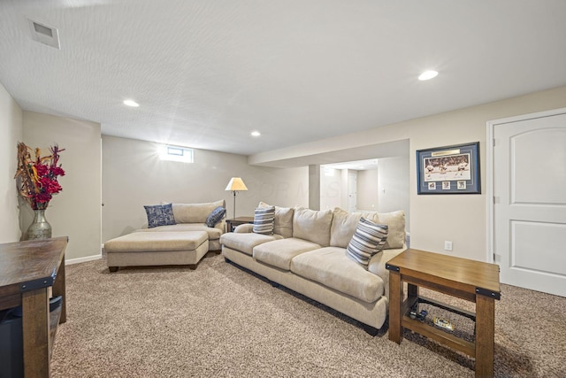 607 Green Forest Pl, Lithopolis, OH 43136 - living room featuring carpet, recessed lighting, and baseboards