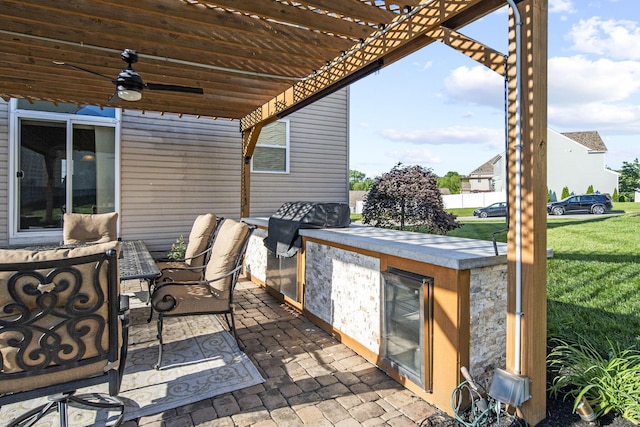 607 Green Forest Pl, Lithopolis, OH 43136 - view of patio featuring exterior kitchen and a pergola