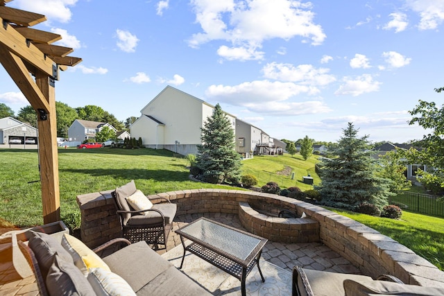 607 Green Forest Pl, Lithopolis, OH 43136 - view of patio with a fire pit and a residential view