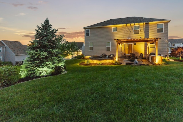 607 Green Forest Pl, Lithopolis, OH 43136 - back of house with a lawn, a pergola, and a patio