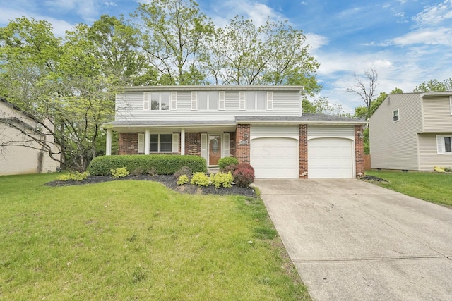 1235 Belle Meade Pl, Westerville, OH 43081 - traditional-style house with brick siding, an attached garage, driveway, and a front yard