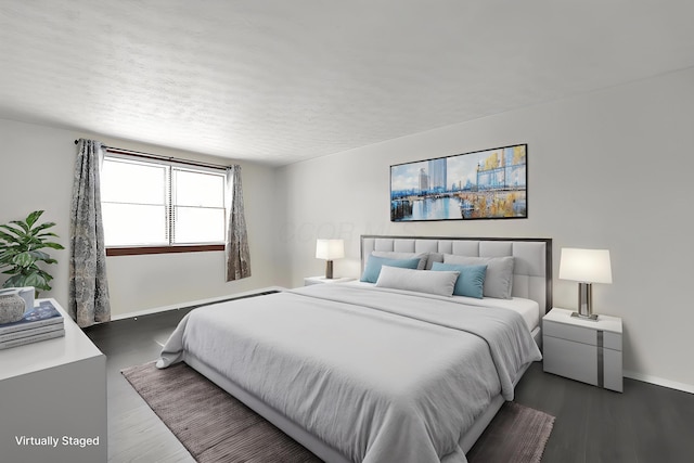 1235 Belle Meade Pl, Westerville, OH 43081 - bedroom with baseboards, dark wood-style floors, and a textured ceiling