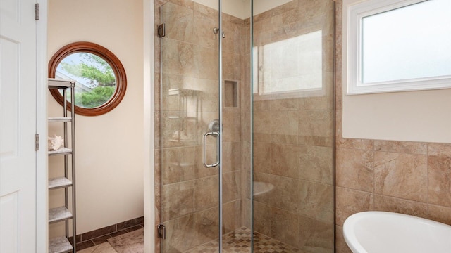 832 Mcleod Parc, Pickerington, OH 43147 - full bathroom featuring a stall shower and a freestanding tub