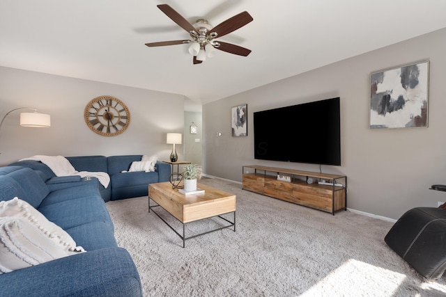 6235 George Fox Dr, Galloway, OH 43119 - carpeted living area featuring a ceiling fan and baseboards