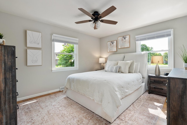 6235 George Fox Dr, Galloway, OH 43119 - bedroom featuring light wood-style floors and a ceiling fan