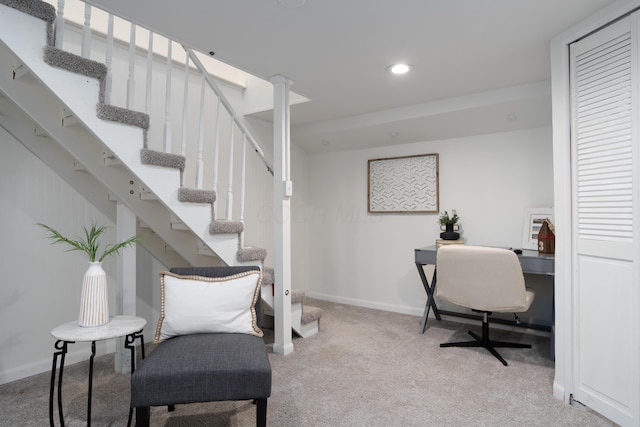 6235 George Fox Dr, Galloway, OH 43119 - office area featuring recessed lighting and carpet floors