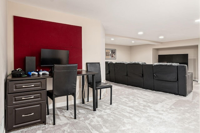 office space with carpet and recessed lighting