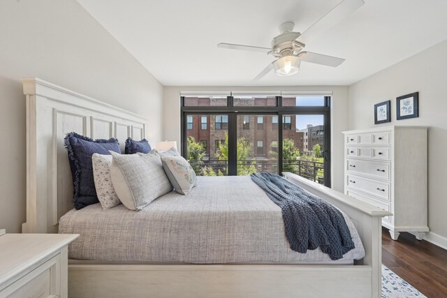 304 Cornelius St, Columbus, OH 43215 - bedroom with dark wood finished floors, baseboards, and ceiling fan