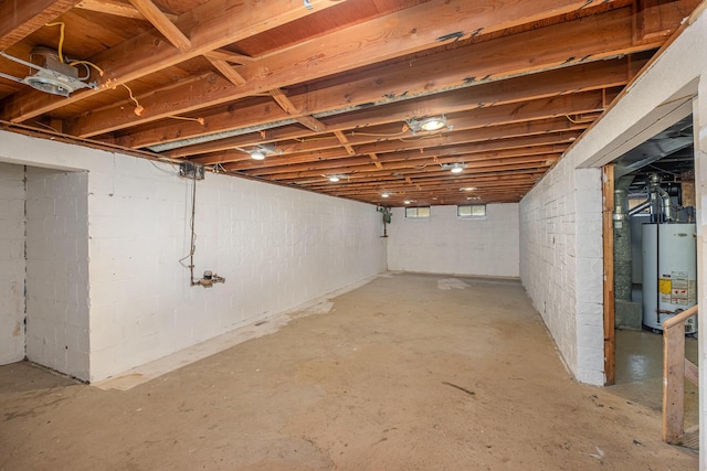 unfinished below grade area with water heater