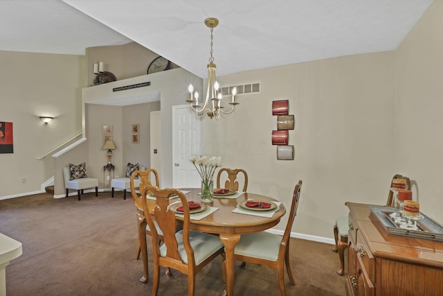 577 S Market St, Lithopolis, OH 43136 - dining area featuring dark colored carpet, a chandelier, and baseboards