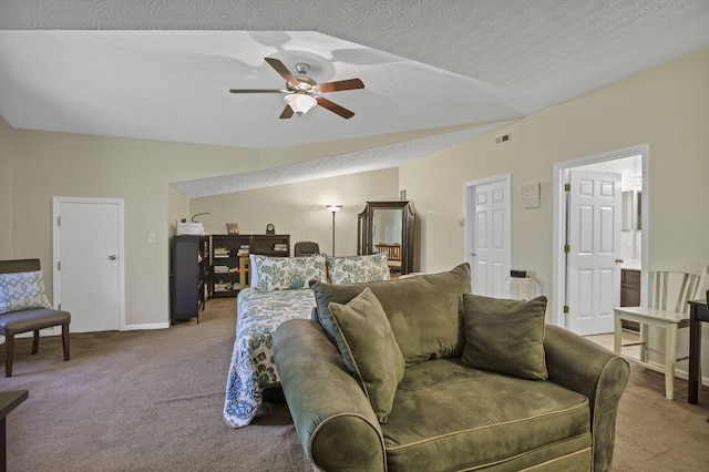 577 S Market St, Lithopolis, OH 43136 - living room with vaulted ceiling, carpet flooring, and a ceiling fan
