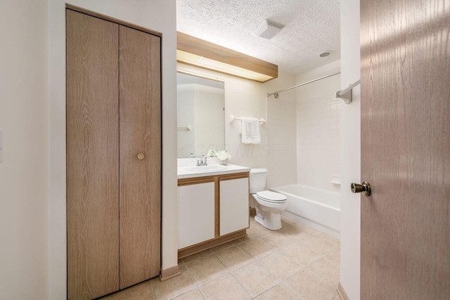 6323 Pinehurst Pointe, Westerville, OH 43082 - full bathroom with toilet, tile patterned flooring, vanity, a textured ceiling, and tub / shower combination