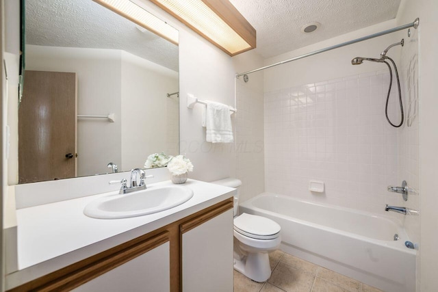 6323 Pinehurst Pointe, Westerville, OH 43082 - full bathroom with a textured ceiling, toilet, shower / bathtub combination, tile patterned flooring, and vanity