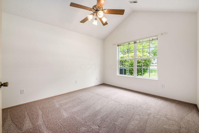 6323 Pinehurst Pointe, Westerville, OH 43082 - carpeted empty room with vaulted ceiling, ceiling fan, and baseboards