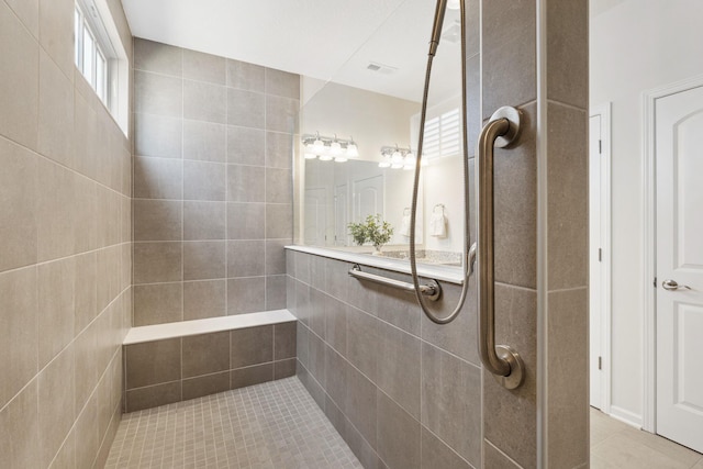 6039 Peck Ln, New Albany, OH 43054 - bathroom with tiled shower and tile patterned floors