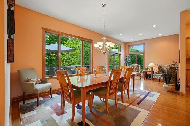 1092 George Allen Dr, South Vienna, OH 45369 - dining space featuring light wood finished floors, a chandelier, recessed lighting, and baseboards