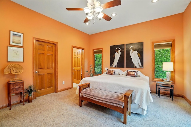 1092 George Allen Dr, South Vienna, OH 45369 - carpeted bedroom with recessed lighting, baseboards, and ceiling fan