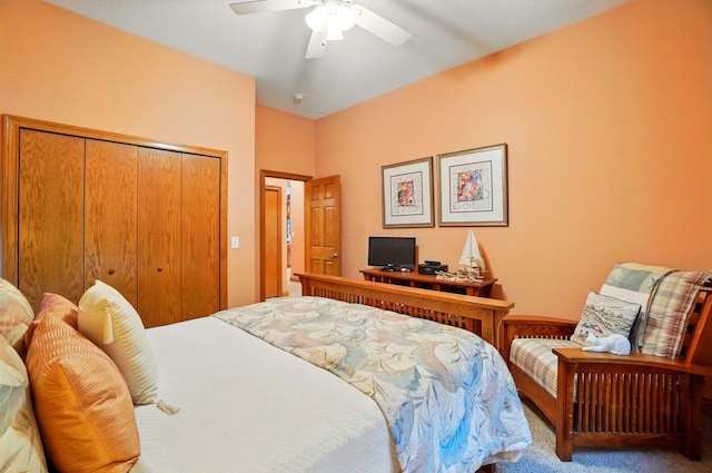 1092 George Allen Dr, South Vienna, OH 45369 - carpeted bedroom featuring a closet and ceiling fan