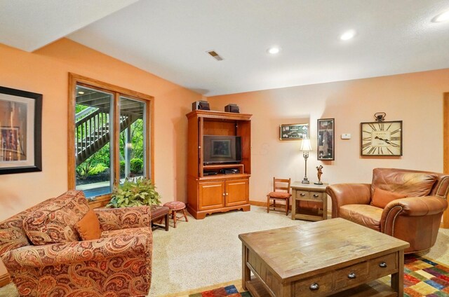 1092 George Allen Dr, South Vienna, OH 45369 - living room featuring light carpet, recessed lighting, and baseboards