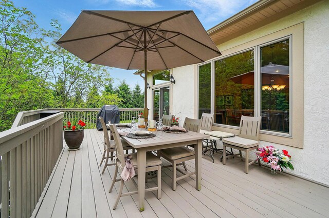 1092 George Allen Dr, South Vienna, OH 45369 - wooden terrace with outdoor dining area and area for grilling