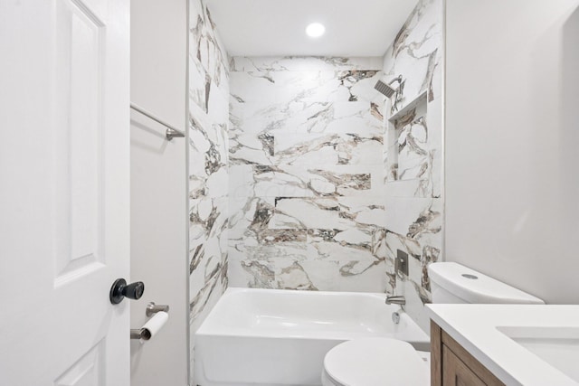 434 S Champion Ave, Columbus, OH 43205 - full bathroom featuring vanity,  shower combination, and recessed lighting