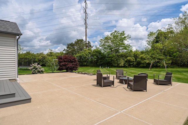 4526 Hoffman Farms Dr, Hilliard, OH 43026 - view of patio / terrace featuring an outdoor living space with a fire pit and view of scattered trees