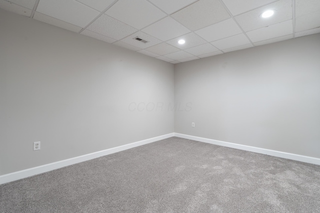 4526 Hoffman Farms Dr, Hilliard, OH 43026 - spare room featuring carpet floors, baseboards, a drop ceiling, and recessed lighting