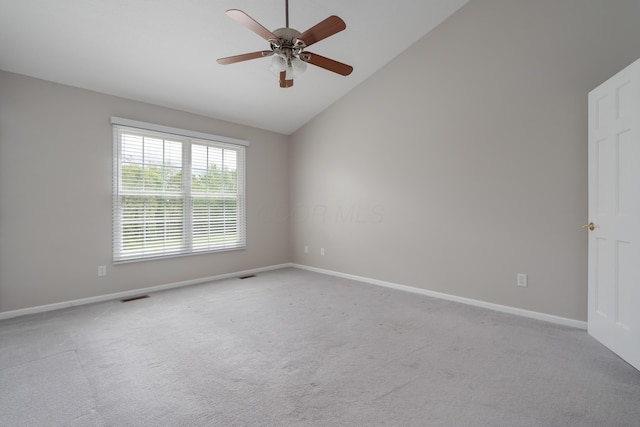 4526 Hoffman Farms Dr, Hilliard, OH 43026 - unfurnished room with lofted ceiling, carpet, baseboards, and a ceiling fan