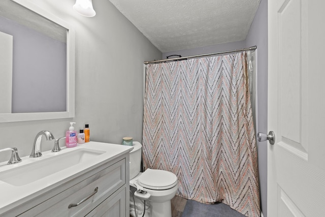 2267 Anndel Ct, Grove City, OH 43123 - bathroom with toilet, a textured ceiling, vanity, and curtained shower