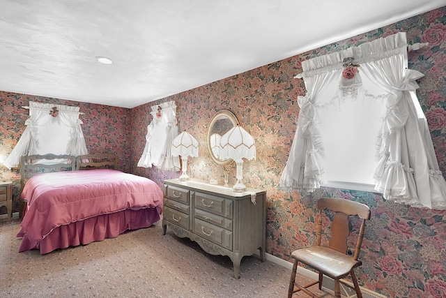 1236 8th Ave, Lancaster, OH 43130 - bedroom with wallpapered walls, baseboards, and light carpet