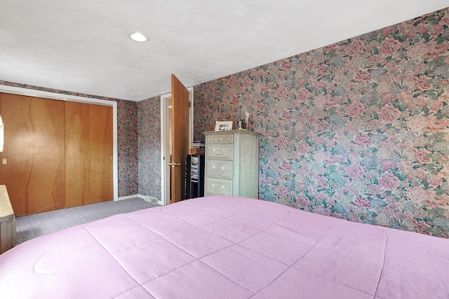 1236 8th Ave, Lancaster, OH 43130 - carpeted bedroom with wallpapered walls and a closet