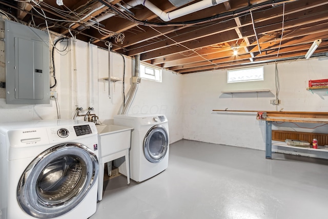 5707 Lindenwood Rd, Columbus, OH 43229 - laundry room with electric panel and separate washer and dryer