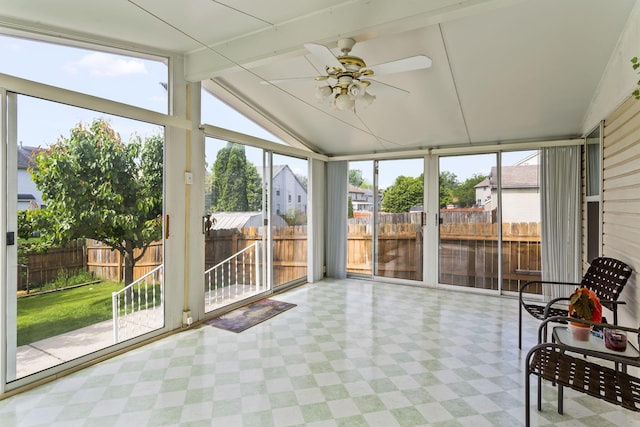 917 Linkfield Dr, Columbus, OH 43085 - sunroom / solarium with tile patterned floors, a ceiling fan, and expansive windows