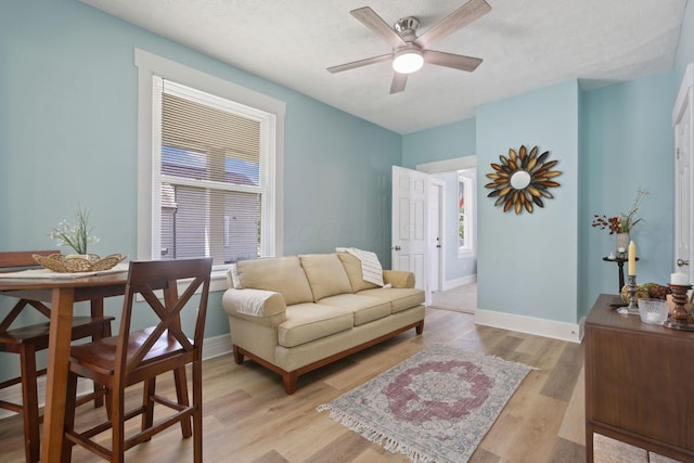 126 S Cherry St, Lancaster, OH 43130 - living room with baseboards, a ceiling fan, and light wood-style floors