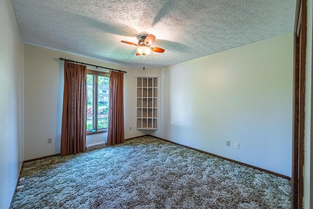 735 Cherrington Rd, Westerville, OH 43081 - carpeted empty room featuring ceiling fan, a textured ceiling, and baseboards