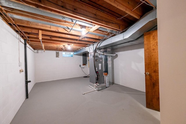 735 Cherrington Rd, Westerville, OH 43081 - basement featuring heating unit and concrete block wall