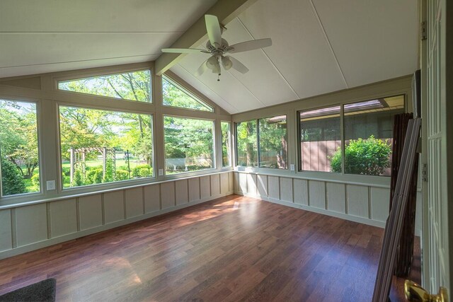 735 Cherrington Rd, Westerville, OH 43081 - unfurnished sunroom with a ceiling fan and wood finished floors