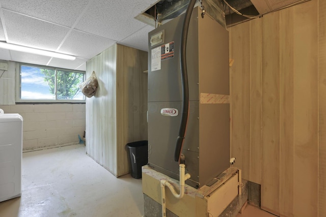 1703 Ringfield Dr, Galloway, OH 43119 - below grade area featuring concrete block wall and washer / dryer