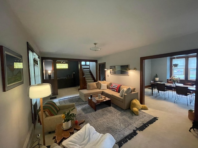 91 Oakland Park Ave, Columbus, OH 43214 - living room with plenty of natural light, carpet, and stairway