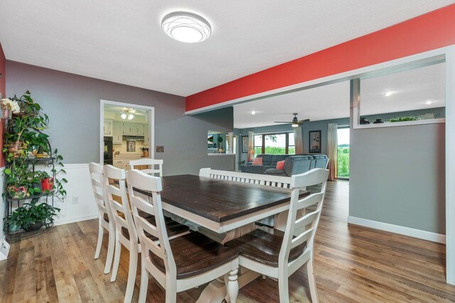 8485 Benson Rd NW, Carroll, OH 43112 - dining area featuring ceiling fan and wood finished floors