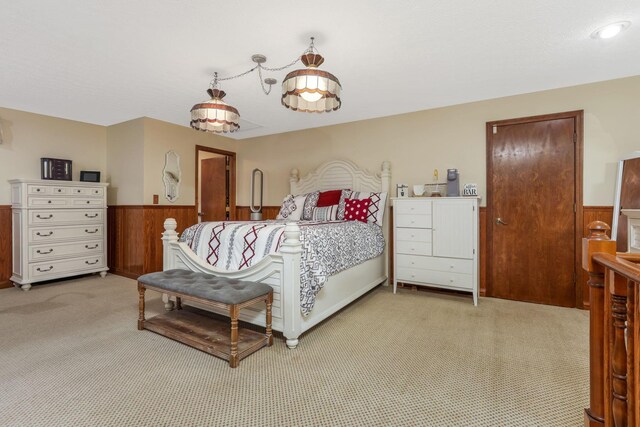 8485 Benson Rd NW, Carroll, OH 43112 - bedroom featuring a wainscoted wall, light colored carpet, and wooden walls