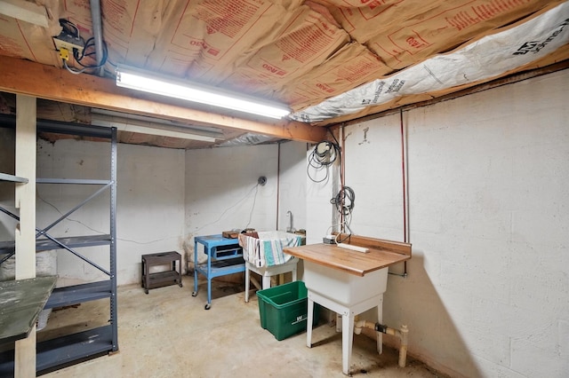 view of unfinished basement