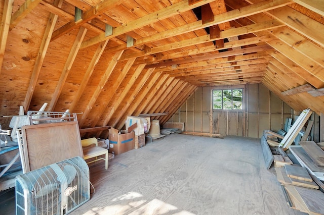view of unfinished attic