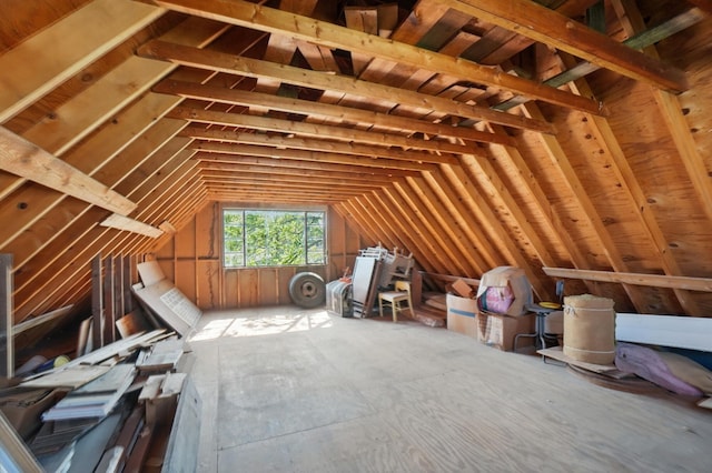 view of unfinished attic