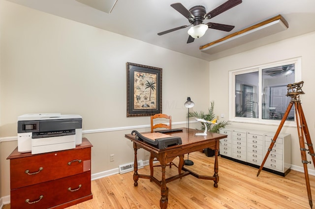 3145 Bembridge Rd, Columbus, OH 43221 - office space with light wood finished floors, a ceiling fan, and baseboards