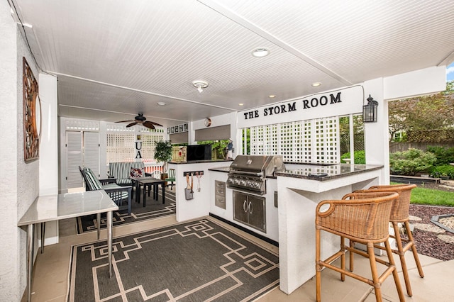 3145 Bembridge Rd, Columbus, OH 43221 - view of patio featuring a grill, area for grilling, and ceiling fan
