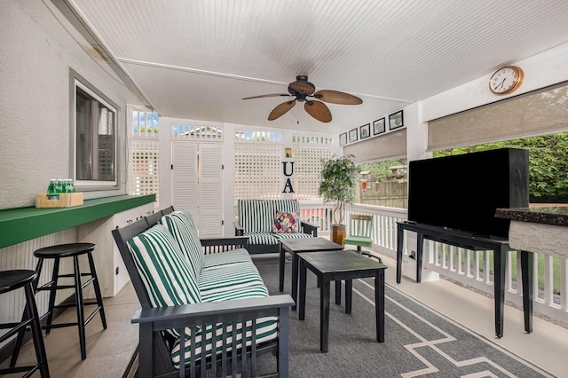 3145 Bembridge Rd, Columbus, OH 43221 - view of patio featuring a ceiling fan and an outdoor hangout area