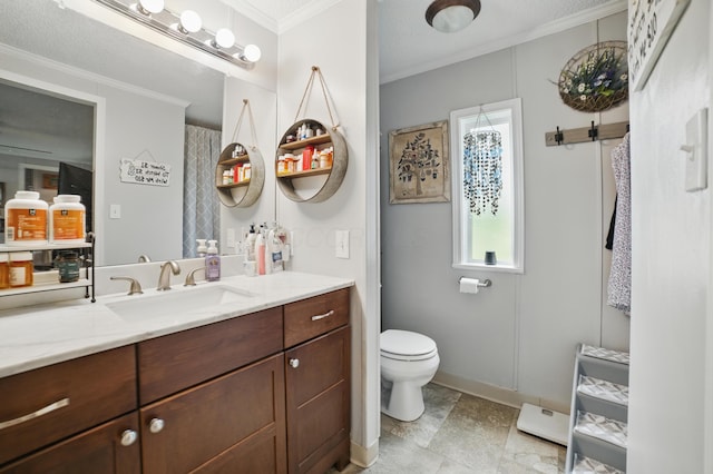 25 Ravine Ridge Dr, Delaware, OH 43015 - full bathroom featuring vanity, ornamental molding, toilet, and baseboards