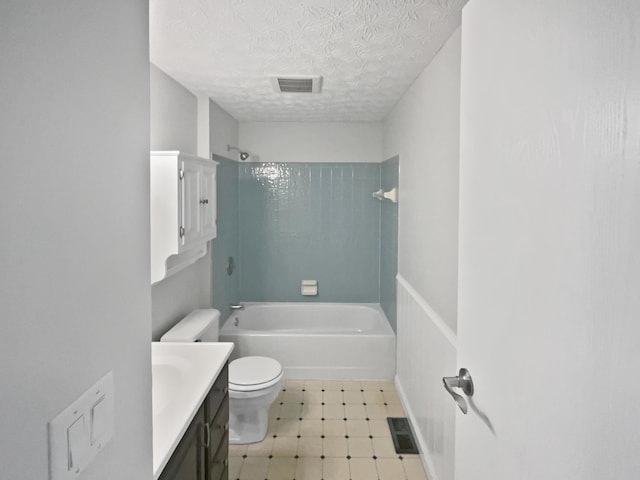 2620 Trailwind St, Grove City, OH 43123 - full bath with toilet, shower / tub combination, vanity, a textured ceiling, and tile patterned floors