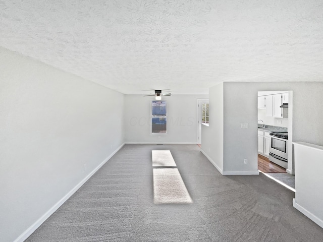 2620 Trailwind St, Grove City, OH 43123 - hall featuring baseboards, dark colored carpet, a textured ceiling, and a sink